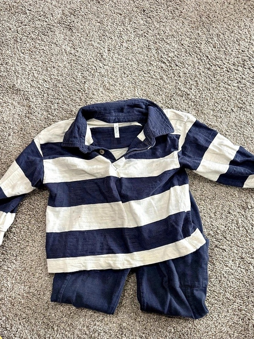 Rylee + Cru Chandler Knit Polo and Pant Set Blue & White